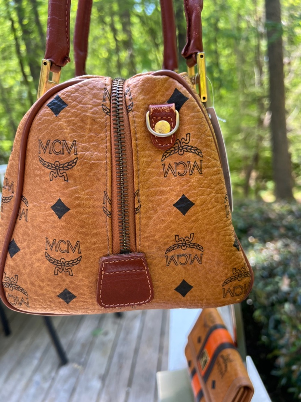 MCM Cognac Visetos Leather Satchel & Wallet Set/ Poshmark Authenticated - Picture 9 of 17